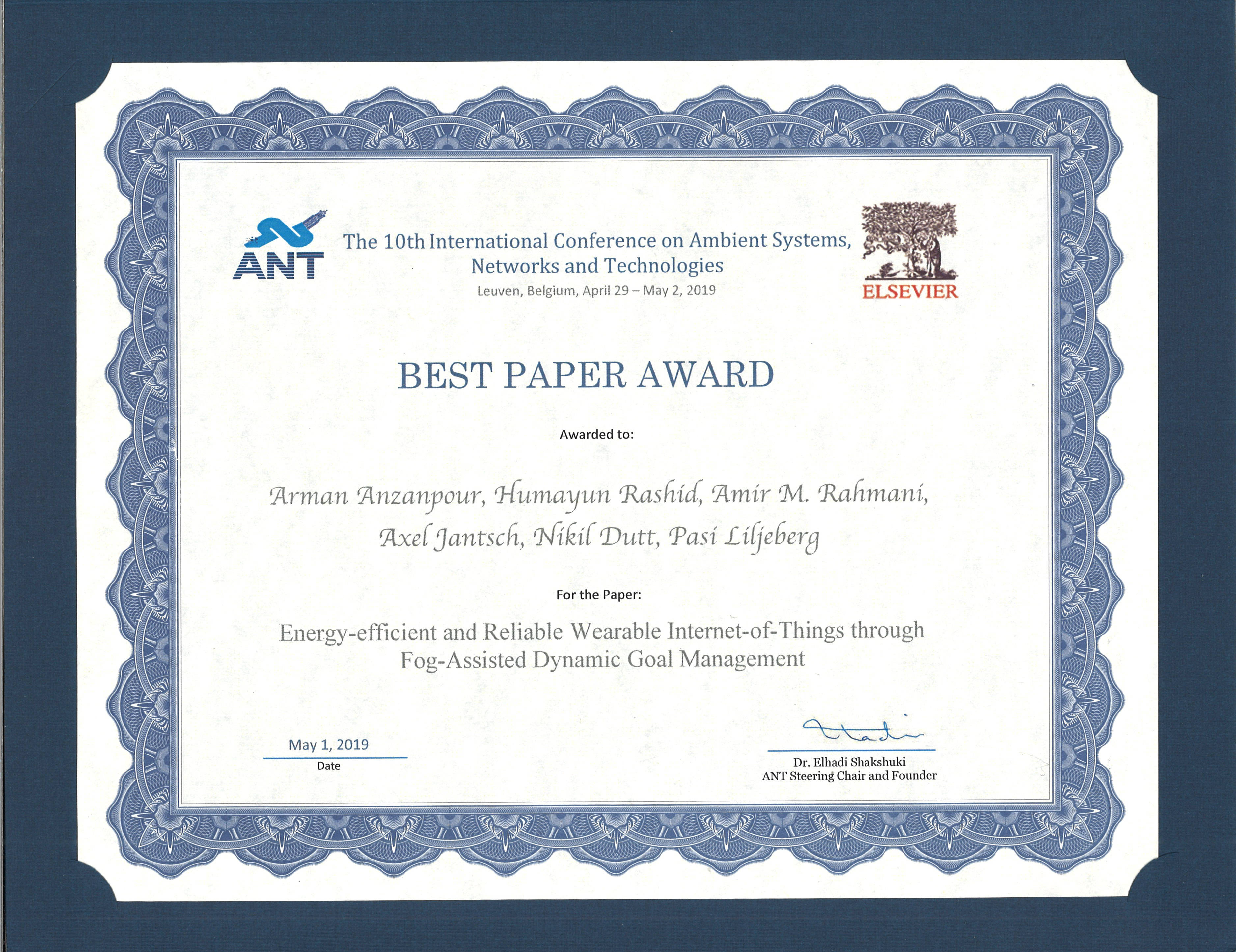 best paper presentation award